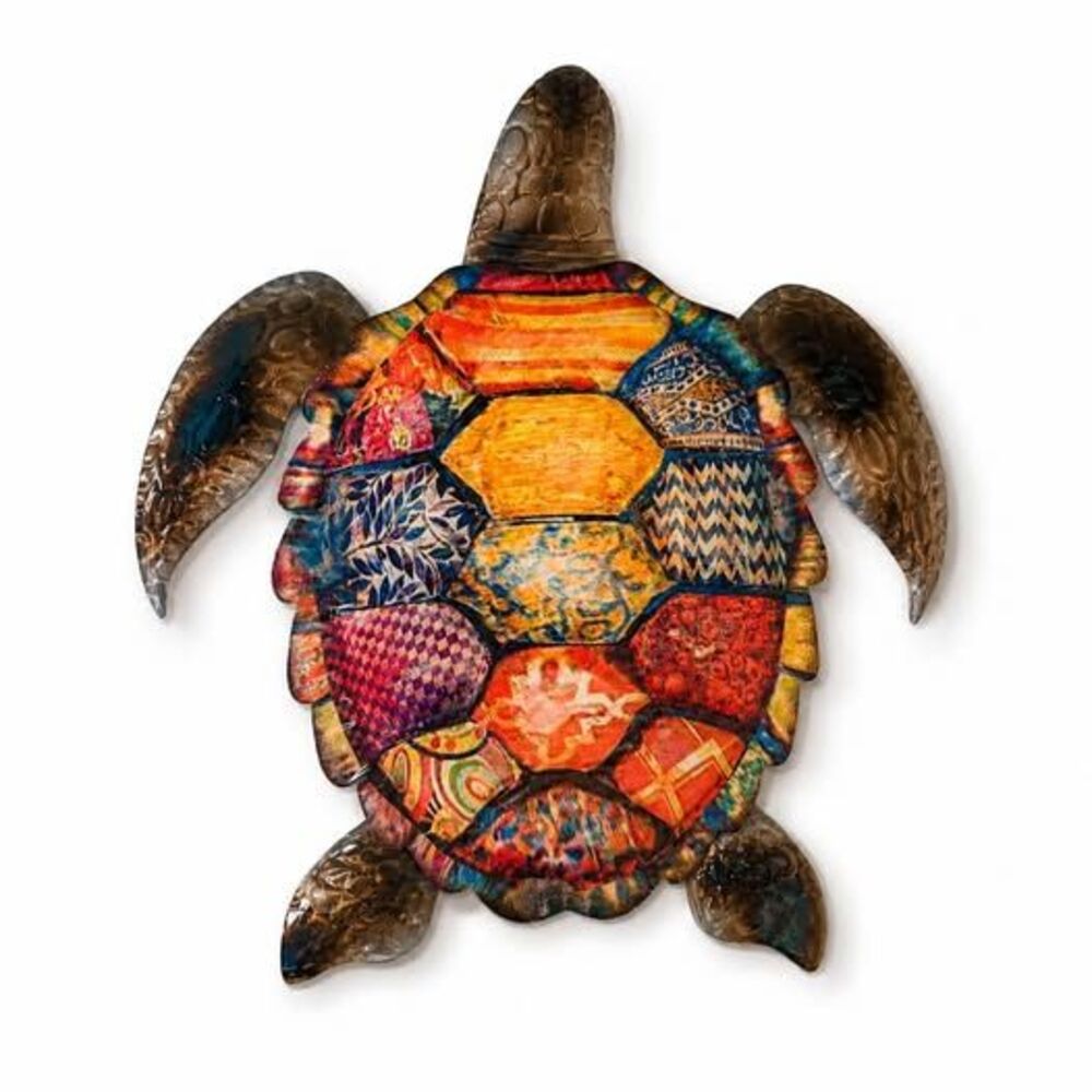 🐢 Colorful Metal Sea Turtle Wall Art 🌊